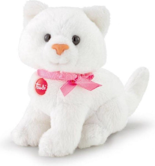 Trudi - sweet collection knuffel kat wit 9 cm - handgemaakt in italie - zacht pluche - knuffeldier voor jongens en meisjes - wit - 5x9x8 cm maat xxs