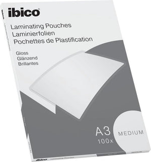 Ibico basics a3 lamineerhoezen, glanzend - 100micron - 100 stuks - glashelder
