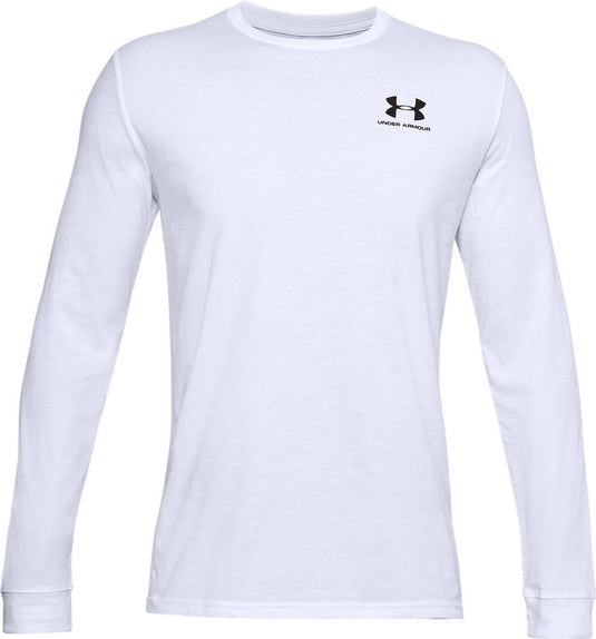 Under armour ua sportstyle left chest ls-wht heren sportshirt - wit - zwart