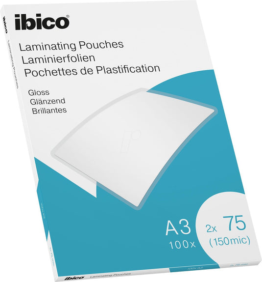 Ibico lamineerhoezen - voor a3 documenten - 2 x 75 micron - 100 stuks - glanzend