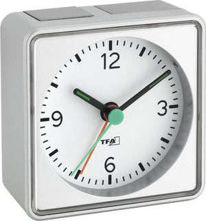 Tfa dostmann 60.1013.54 wekker quartz zilver alarmtijden: 1 fluorescerende wijzers