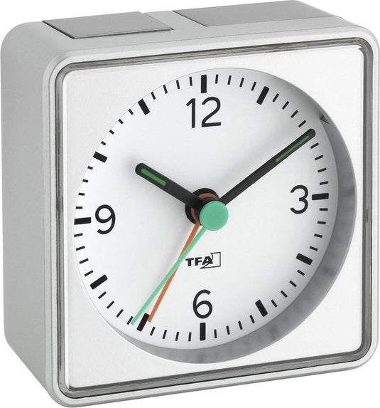 Tfa dostmann 60.1013.54 wekker quartz zilver alarmtijden: 1 fluorescerende wijzers