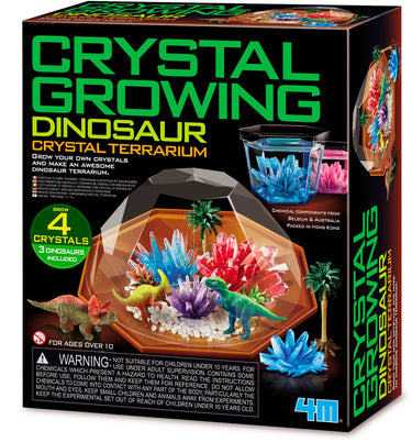 4m wetenschap en spel - groei kristallen - dino terrarium - 4 x kristal 3 x dinosaurus - 10 jaar