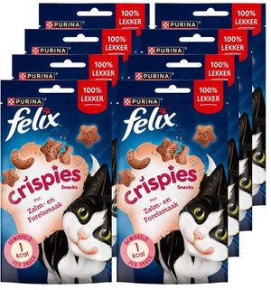 Felix crispies - kattensnacks - kattensnoepjes - zalm forel - 8 x 45 g