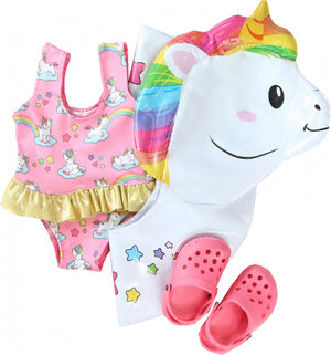 Heless roze zwemset eenhoorn voor poppen van 35-45 cm 3-delig