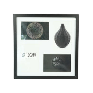 Fotolijst 30x30cm voor 4 foto's met passe partout zwart 10x15cm