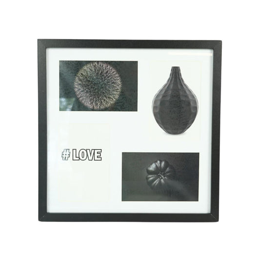 Fotolijst 30x30cm voor 4 foto's met passe partout zwart 10x15cm