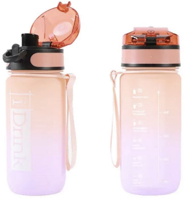 Itotal idrink tritan bottle 500 ml orange and lilac drinkfles oranje en lila 7×7×19.5cm