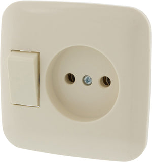 Busch-jaeger si inbouw basiselement combinatie wandcontactdoos (wcd) 1-voudig + wisselschakelaar crème