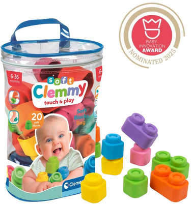 Clementoni baby soft clemmy blokken met opbergtas - 20dlg.