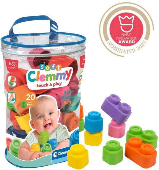 Clementoni baby soft clemmy blokken met opbergtas - 20dlg.
