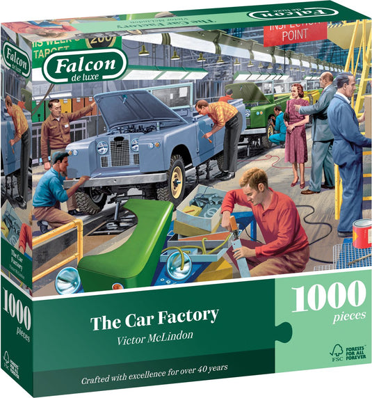 Falcon jumbo legpuzzel autofabriek 1000 stukjes kwaliteit puzzel.