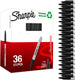Sharpie permanentmarkers - fijne punt - zwarte inkt - 36 stuks