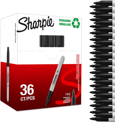 Sharpie permanentmarkers - fijne punt - zwarte inkt - 36 stuks