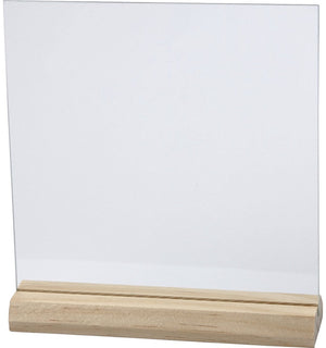 Creativ company creotime glazen plaat met houten voet 10 stuks 15,5 x 15,5 cm