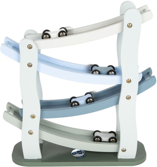 Small foot - houten autobaan blauw met 4 auto's