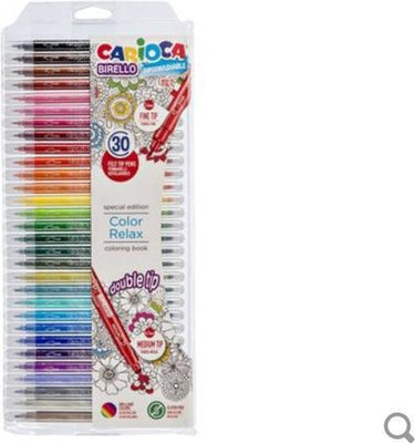 Carioca birello stiften - dubbelpunters set met 30 kleuren - superwashable