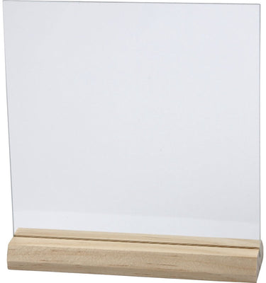 Creativ company creotime glazen plaat met houten voet 10 stuks 15,5 x 15,5 cm