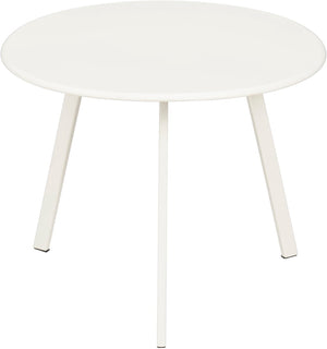 Mica decorations seatle bijzettafel voor buiten - salontafel rond - plantentafel en koffietafel - h30 x ø38 cm - metaal - wit