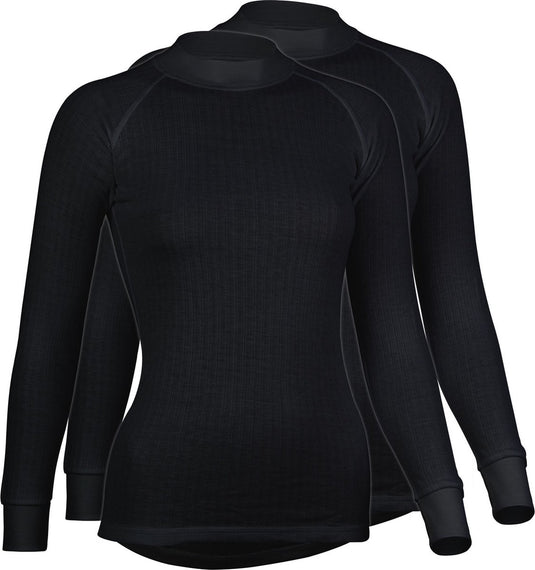 Avento thermoshirt lange mouw vrouwen - 2-pack - zwart - maat 36