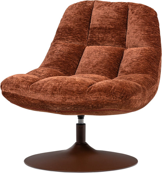 Woood elvi draaifauteuil - chenille structuur - roestbruin - 81x73x84