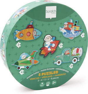 Scratch beginnerspuzzel - voertuigen - ca.10-19cm - met 5 puzzels - 2 jaar