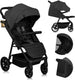 Lionelo mira - kinderwagen - wandelwagen - voor kinderen tot 22 kg - voorwielen 360° - verstelbare rugleuning handgreep - waterdichte xxl luifel met upf50+ - 5-puntsgordel - grote off-road wielen - volledige schokdemping - compact opvouwbaar