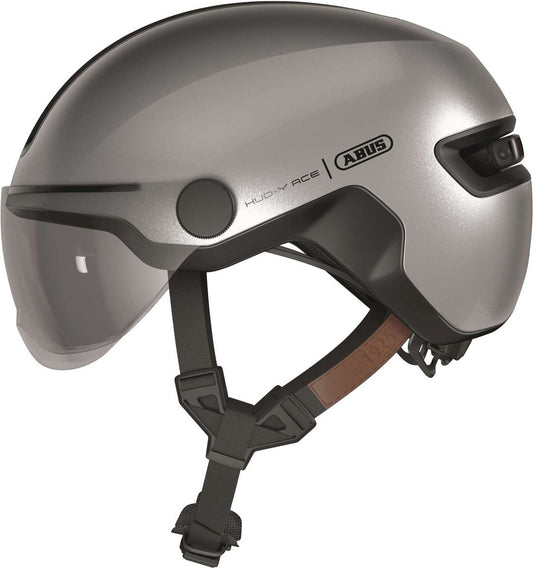 Abus fietshelm hud-y ace gleam silver m - 54-58 cm - zilver - geschikt voor gebruik op elektrische fietsen - stadsfietsen - 430 g
