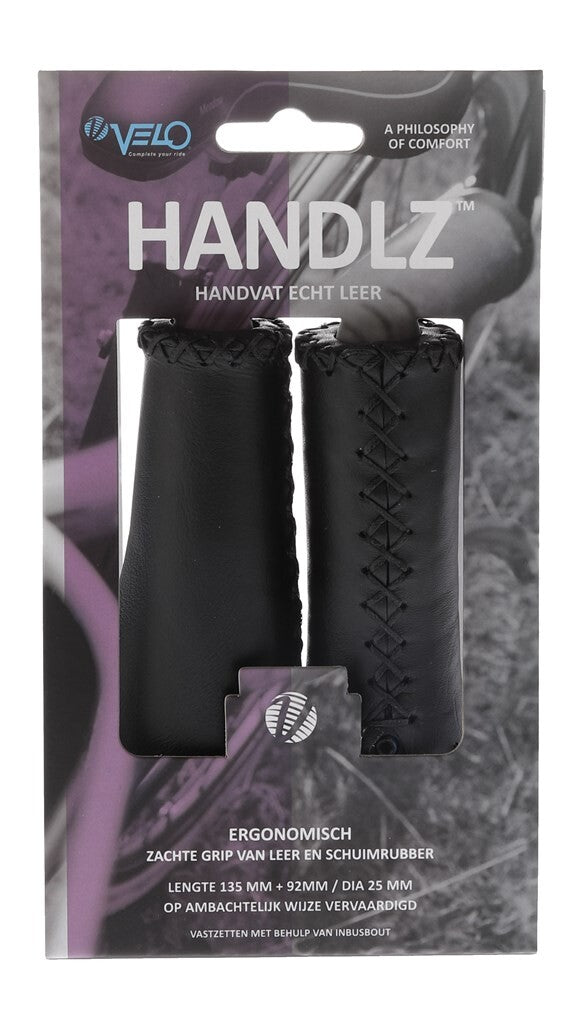 Load image into Gallery viewer, Velo Handvat Leer Ergo 92 135mm Zwart
