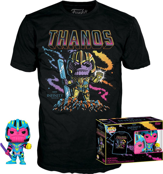 Marvel funko the avengers verzamelfiguur tshirt set -s- pop! tee box thanos blacklight zwart