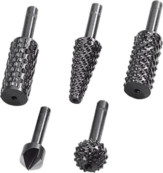 Wolfcraft - rasp set 5 stuks - verzinkboor - frezenset - houtfrees - 2540000