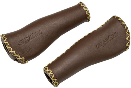 Ergotec Monaco set handvatten leder 2x 135mm bruin