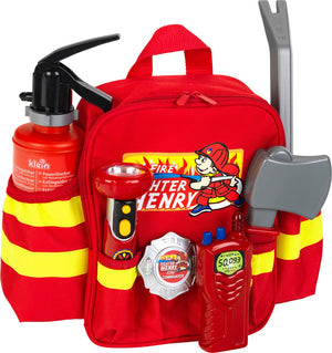 Klein toys brandweerrugzak - 28x25x8,5 cm - incl. accessoires, verstelbare riemen en een grote opening voor het makkelijk pakken en opbergen - rood geel