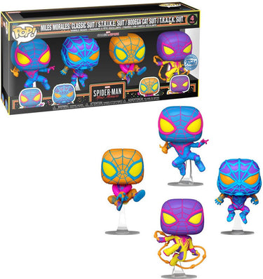 Funko pop! marvel miles morales - blacklight us exclusive 4-pack