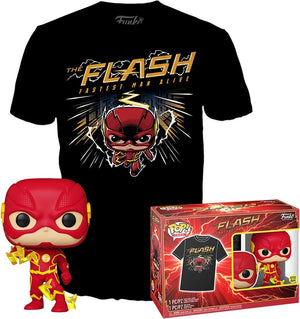 Funko the flash - pop! tee box the flash verzamelfiguur t-shirt set - l - zwart