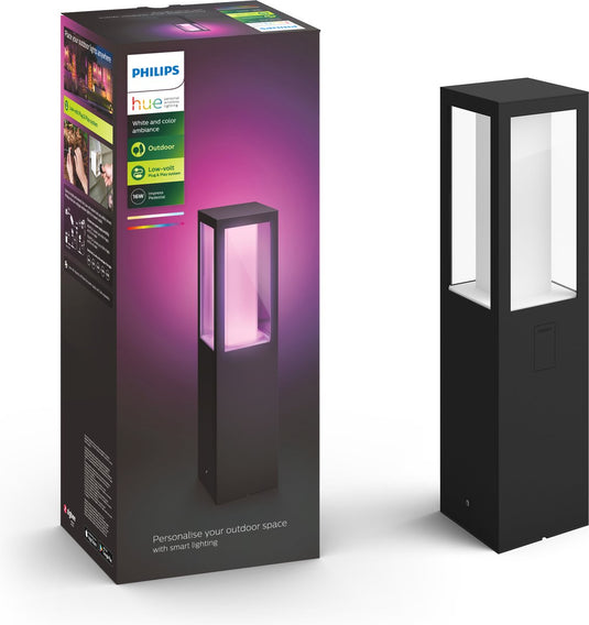 Philips hue impress sokkellamp - wit en gekleurd licht - zwart - laag - lowvolt - uitbreiding