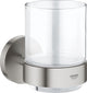 Grohe essentials houder met glas - supersteel (rvs-look)