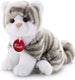 Trudi - classic knuffel poes kat brad 18 cm - handgemaakt in italie - hoge kwaliteit pluche knuffel - knuffeldier voor jongens en meisjes - grijs wit - 14x18x20 cm maat s