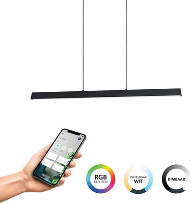 Eglo connect.z simolaris-z smart hanglamp - 122 cm - zwart - instelbaar rgb wit licht - dimbaar - zigbee