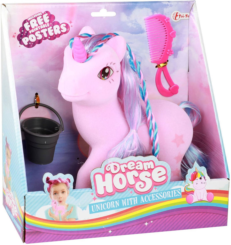 Afbeelding laden in galerijviewer, Toi-toys eenhoorn speelgoed fluweelzacht met accessoires en borstelplezier.
