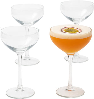 Alpina cocktailglazen set 4 stuks 24cl - cocktailglas voor feestjes en mixdranken - glazenset voor cocktails en aperitief - o.a espresso en pornstar martini - transparant glas - vaatwasserbestendig