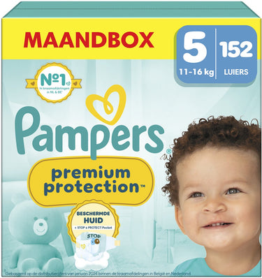 Pampers premium protection maat 5, 152 luiers, 11kg-16kg
