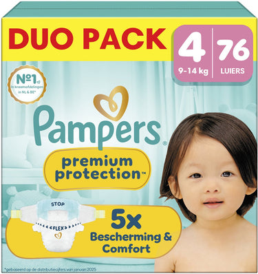 Pampers premium protection maat 4 - 76 luiers - 9kg-14kg