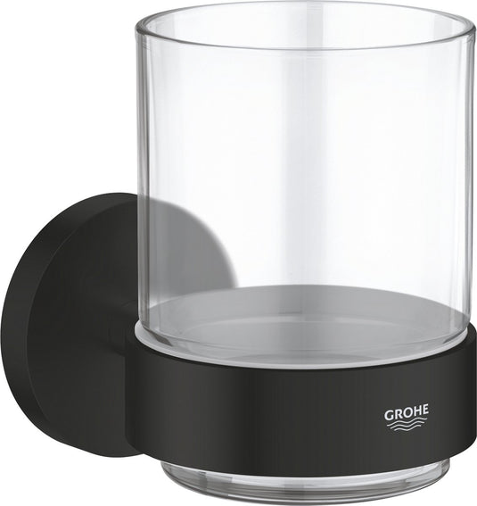 Grohe quickfix start glas met houder - glas metaal - matte black