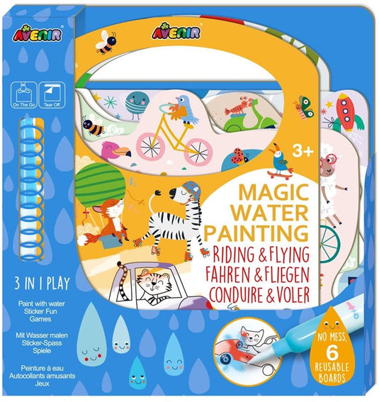 Avenir magisch waterschilderen: book rijden vliegen, 6 herbruikbare pagina's met 3-in-1 play, 3+