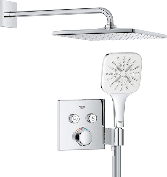 Grohe precision smartcontrol inbouwdouche - waterbesparend - vierkant bedieningspaneel - chroom