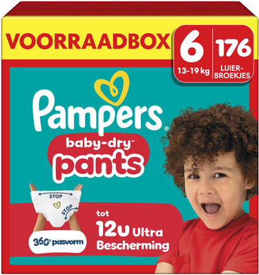 Pampers baby-dry pants maat 6 - 176 luierbroekjes - 13kg-19kg - voorraadbox