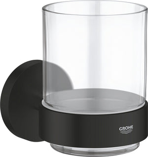 Grohe quickfix start glas met houder - glas metaal - matte black