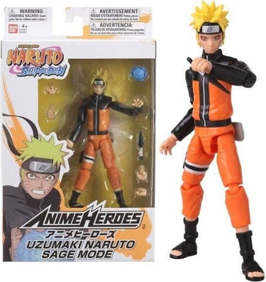 Bandai - anime heroes - naruto uzumaki figuur in kluizenaarmodus (sage-modus) - naruto shippuden - anime heroes manga actiefiguur 17 cm - naruto actiefiguur - speelgoed kind 4+ - 36907