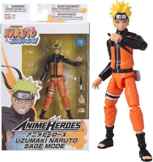 Bandai - anime heroes - naruto uzumaki figuur in kluizenaarmodus (sage-modus) - naruto shippuden - anime heroes manga actiefiguur 17 cm - naruto actiefiguur - speelgoed kind 4+ - 36907